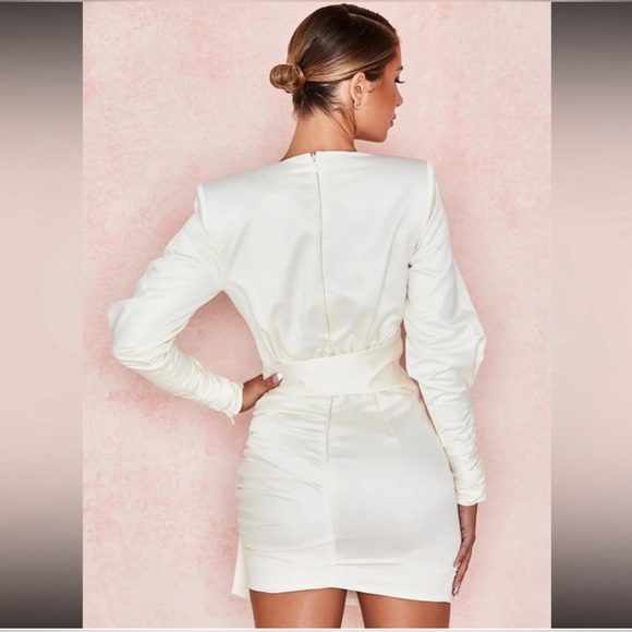 House of CB loana Ivory Draped Satin Dress - Picture 6 of 6